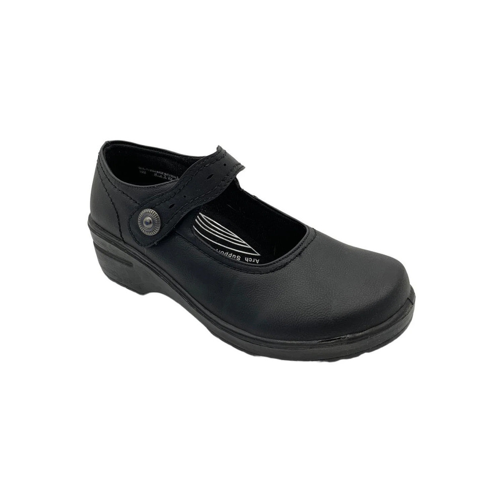 Easy Works Women's Letsee Platform Leather Mary Janes Black - Extra Wide